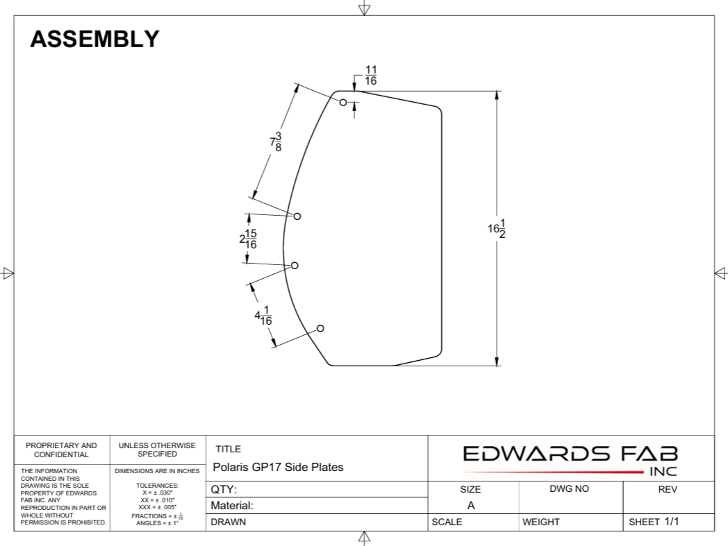 17" Polaris plow side plates.